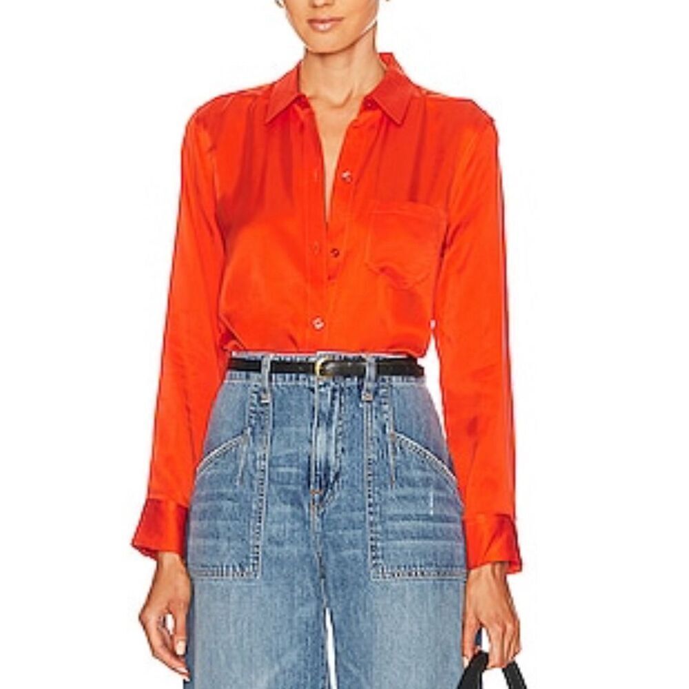 AQUA Dress Shirt‎ Tangerine Tango Size Extra Small Front Pocket Long Sleeve NWT